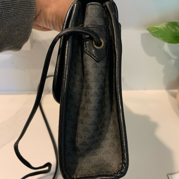 Vintage Liz Claiborne Gray Black Leather Crossbody Shoulder Bag Purse Wallet Set - Picture 12 of 16